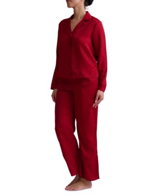 Women's 2-Pc. Satin Logo Notch Collar Pajamas Set