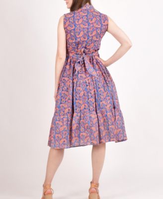 Women's Embroidered Tiered Midi Dress