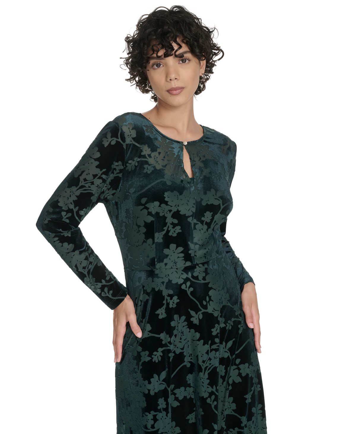 Tommy Hilfiger Women's Keyhole Printed Midi Dress In Green