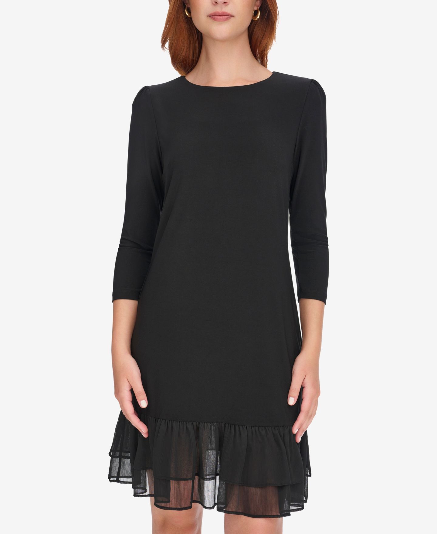 Женское платье Tommy Hilfiger Crewneck Ruffle Hem, цвет: Чёрный — фото 4