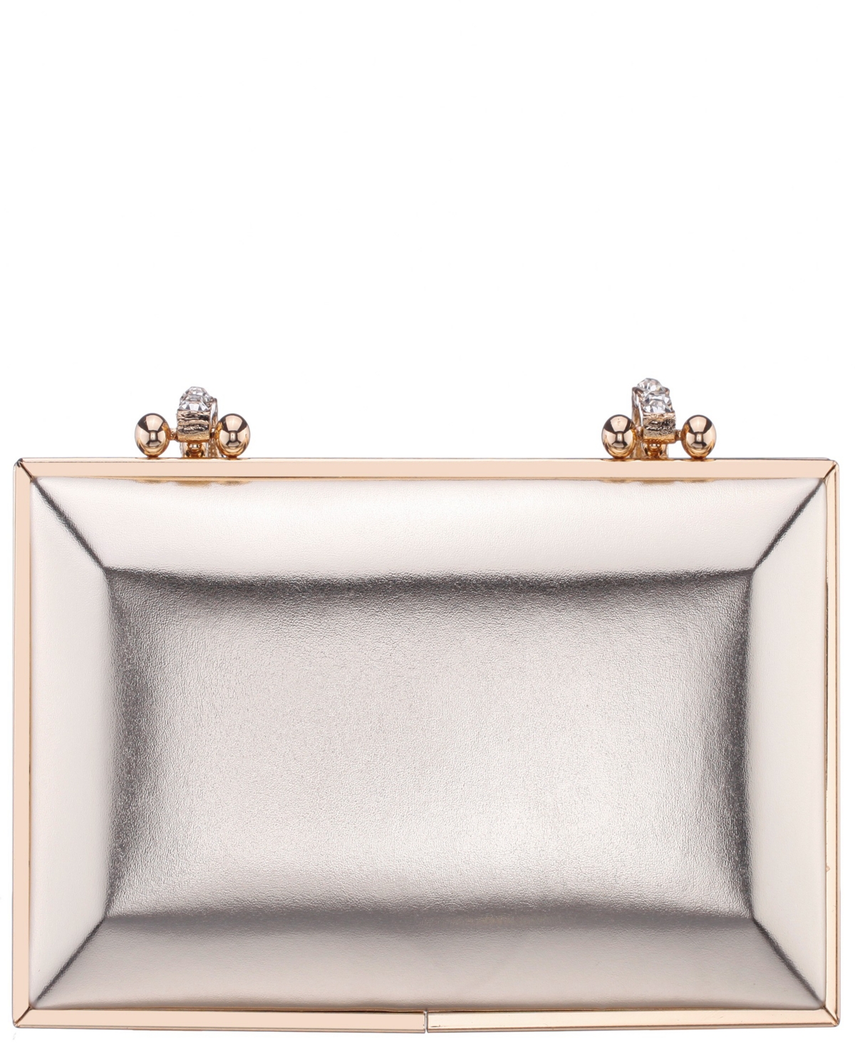 Nina Crystal Handle Lift Lock Clutch In Silver