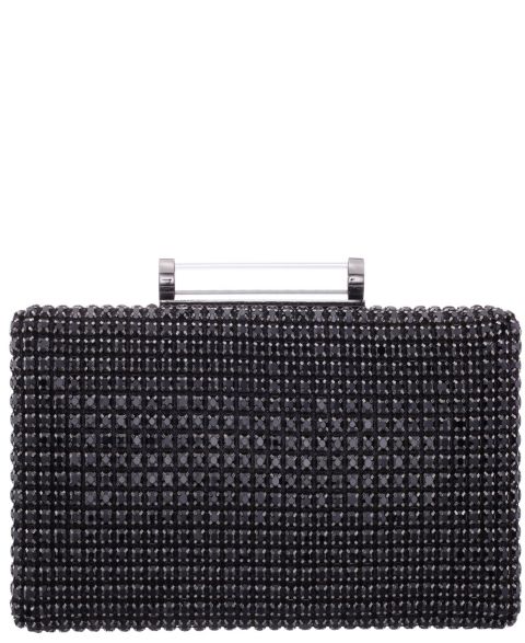 Женский клатч Nina Mini Crystal Encrusted Minaudiere Lift Lock Clutch, цвет: Чёрный