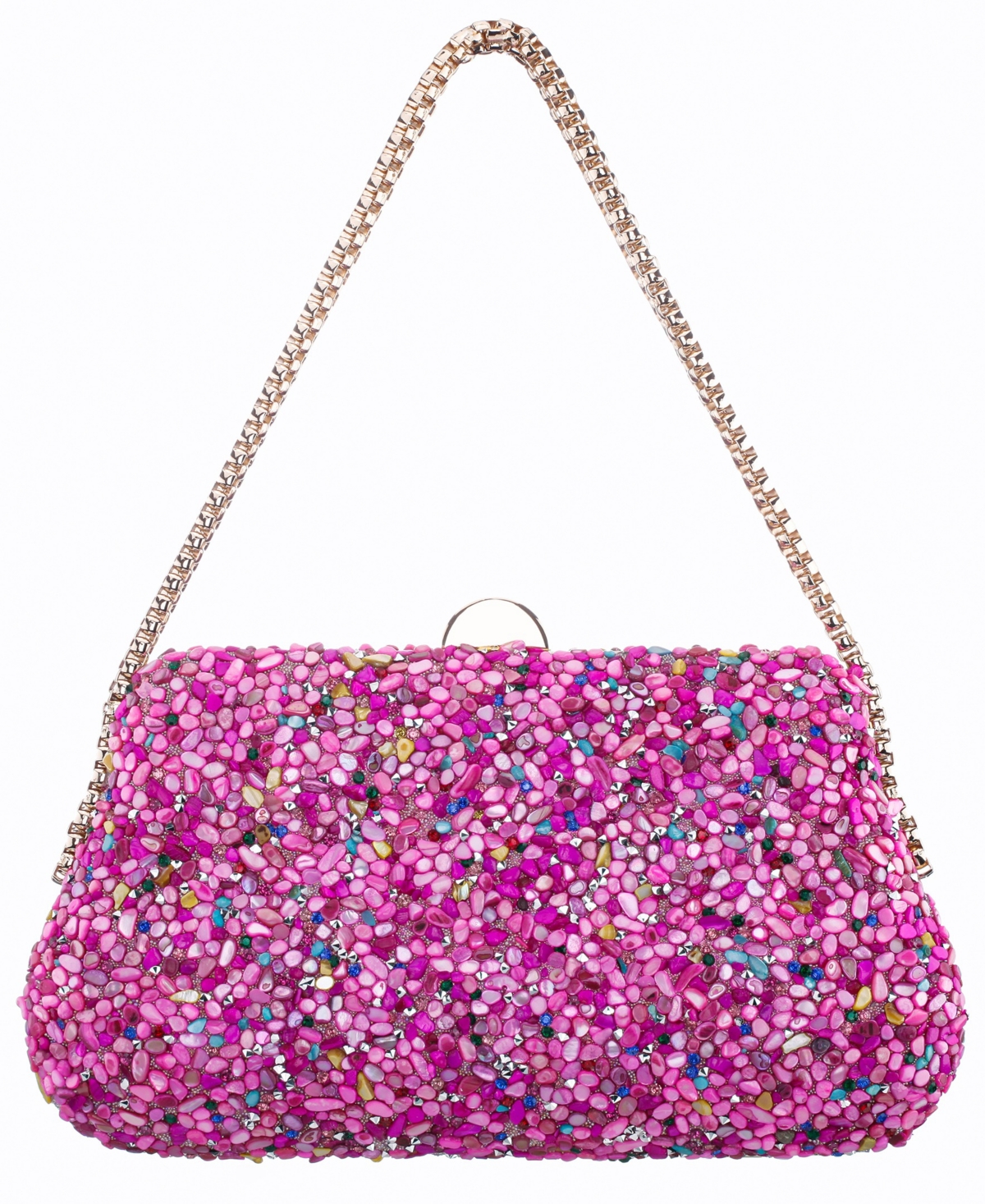 Nina Rock Candy Minaudiere Crystal Lift Lock Clutch In Pink