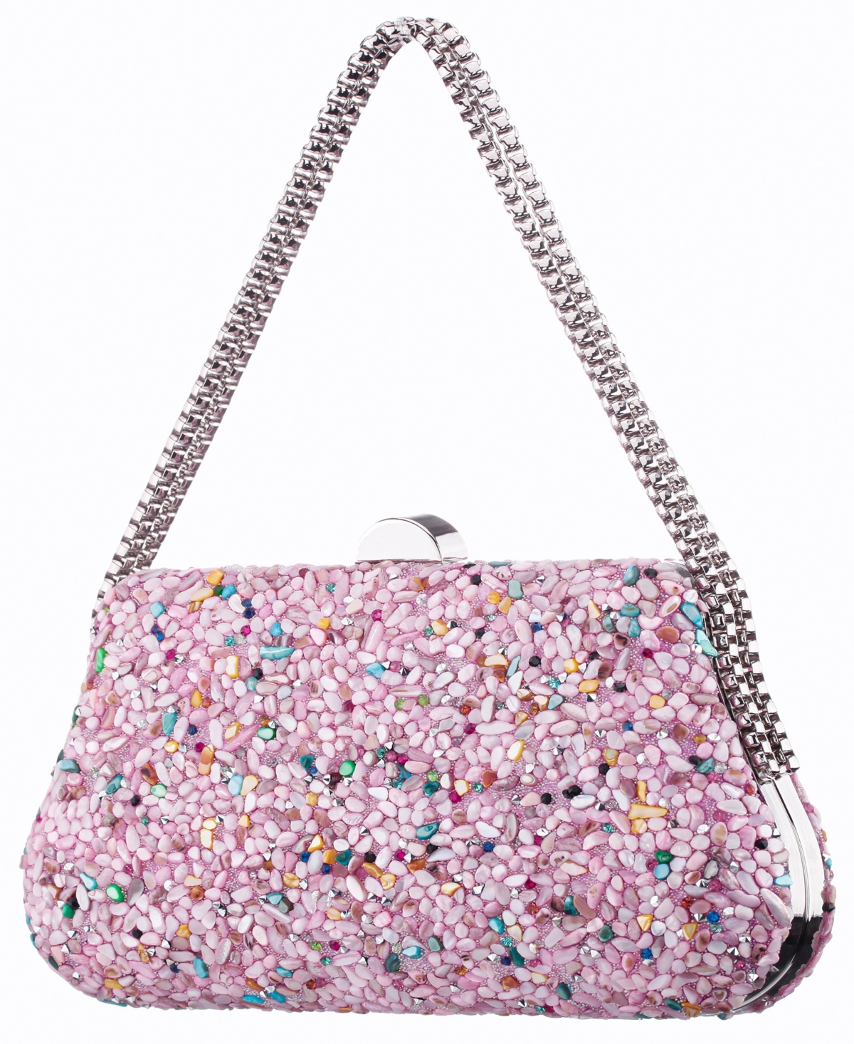 Nina Rock Candy Minaudiere Crystal Lift Lock Clutch In Pink