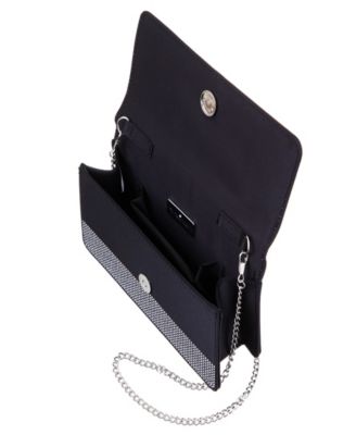 Elongated Crystal Magnetic Snap Satchel Bag