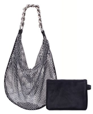 Crystal Mesh Zipper Hobo Bag