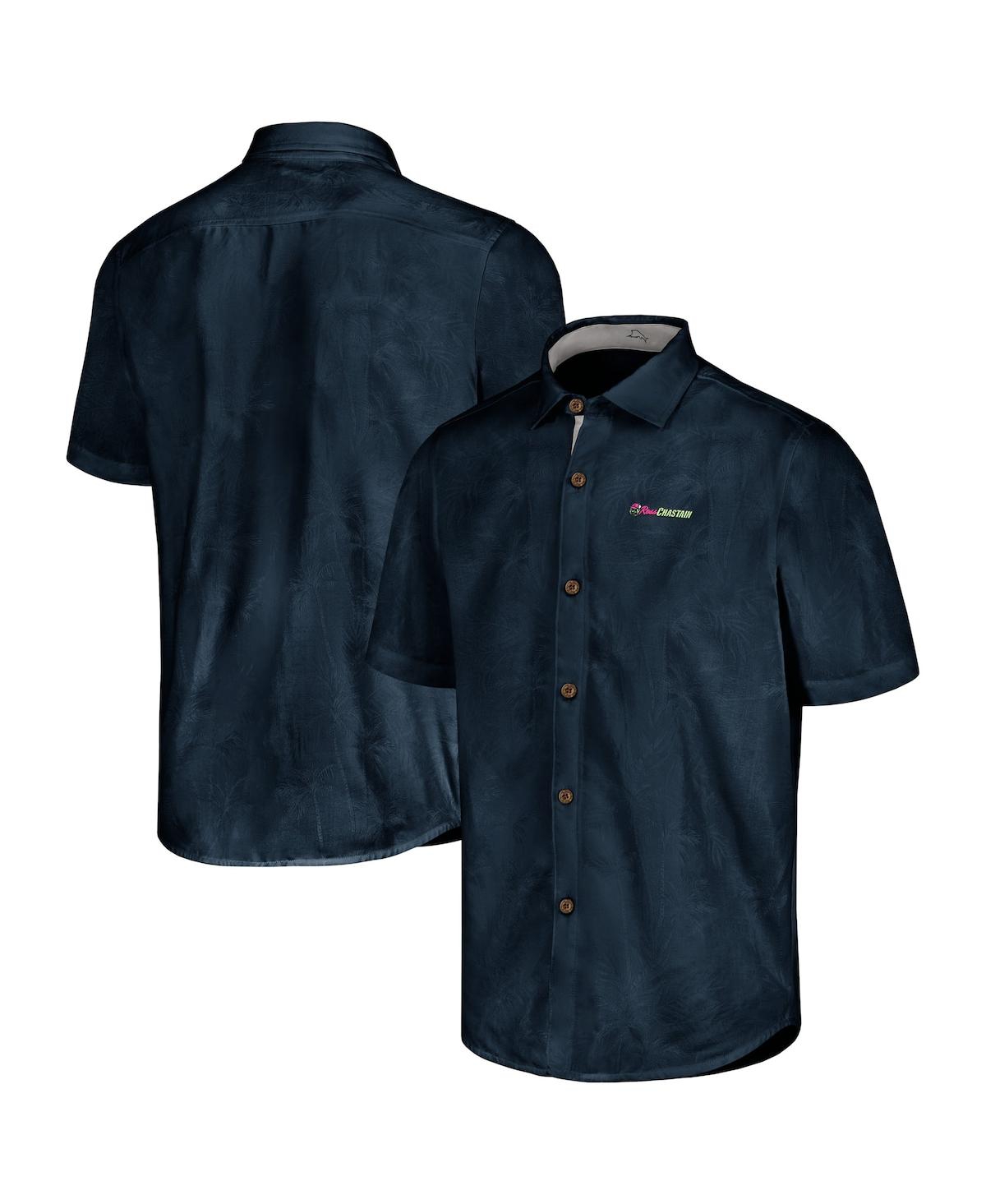 Tommy Bahama Men's Navy Ross Chastain Sport Coconut Point Palm Vista Islandzone Button-up Camp Shirt In Blue