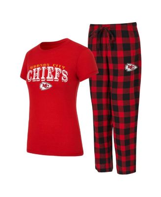Concepts Sport - Women's Red/Black Kansas City Chiefs Avondale T-Shirt Pants Flannel PJ Set