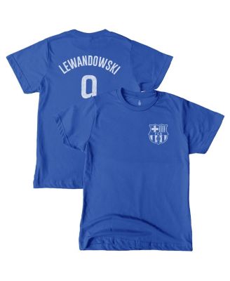 1863FC - Big Boys and Girls Robert Lewandowski Blue Barcelona Player T-Shirt