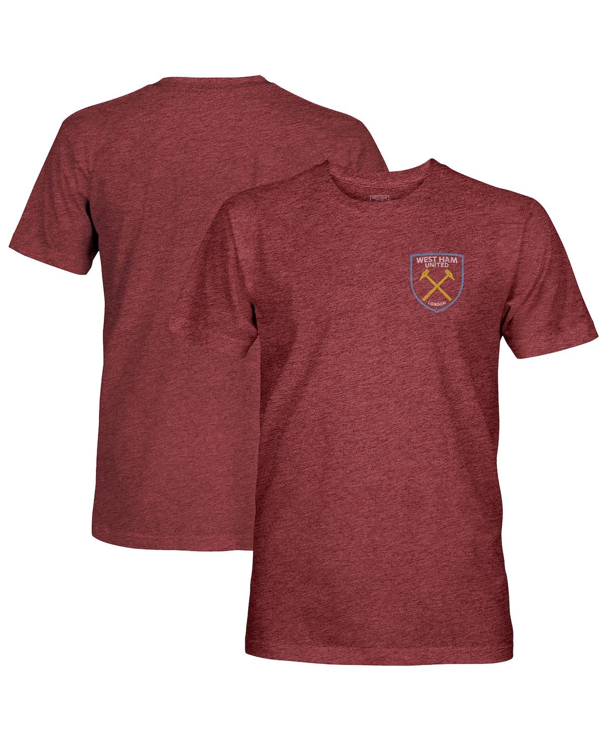 1863fc Men's Heather Claret West Ham United Left Color Badge Tri-blend T-shirt In Red