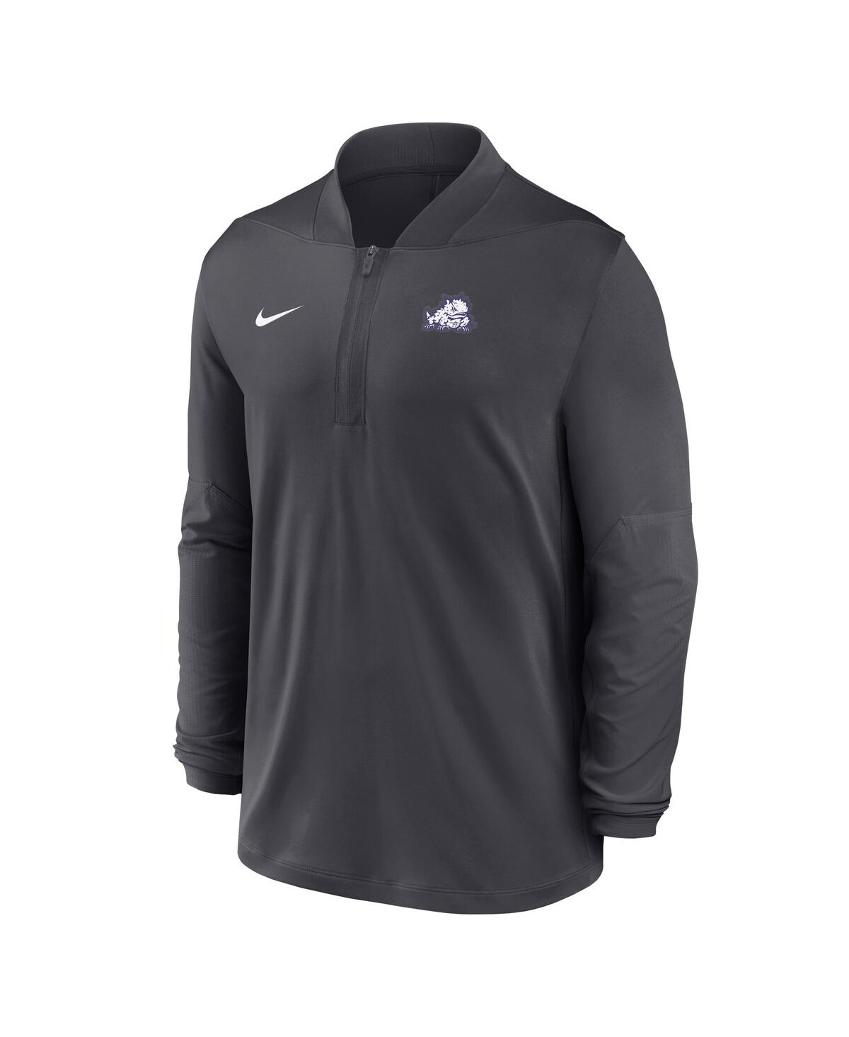 Nike Men's Anthracite Tcu Horned Frogs Dri-fit Half-zip Pullover Sweatshirt In Gray