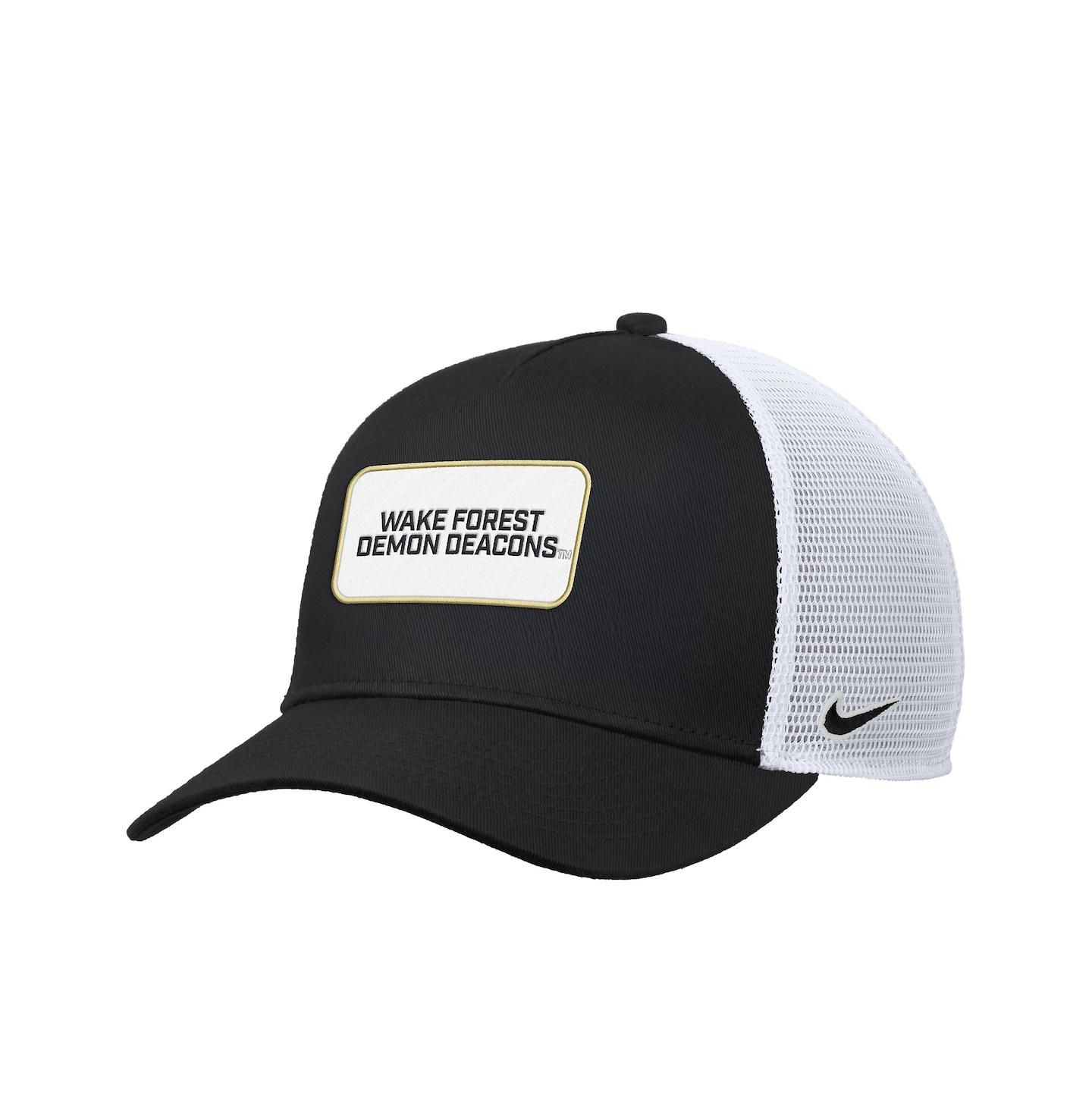 Мужская кепка Nike Black Wake Forest Demon Deacons 2025 On-Field Rise Trucker Performance Adjustable Hat — фото 1