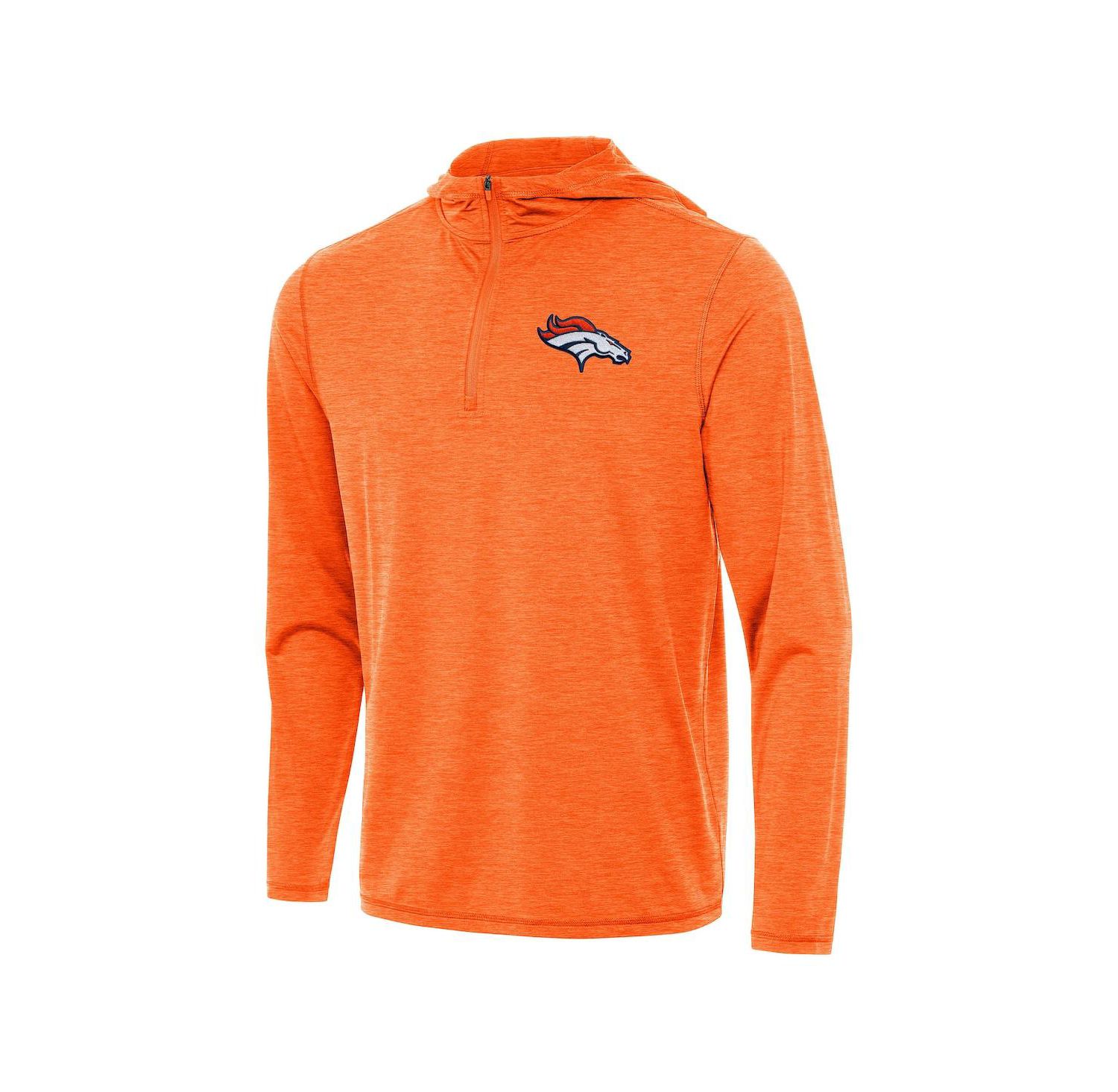 Men's Heather Orange Denver Broncos Tidy Quarter-Zip Pullover Hoodie