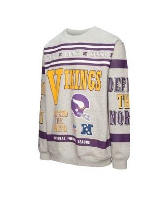 Men's Heather Gray Minnesota Vikings All Over Print Fleece Crewneck Sweatshirt