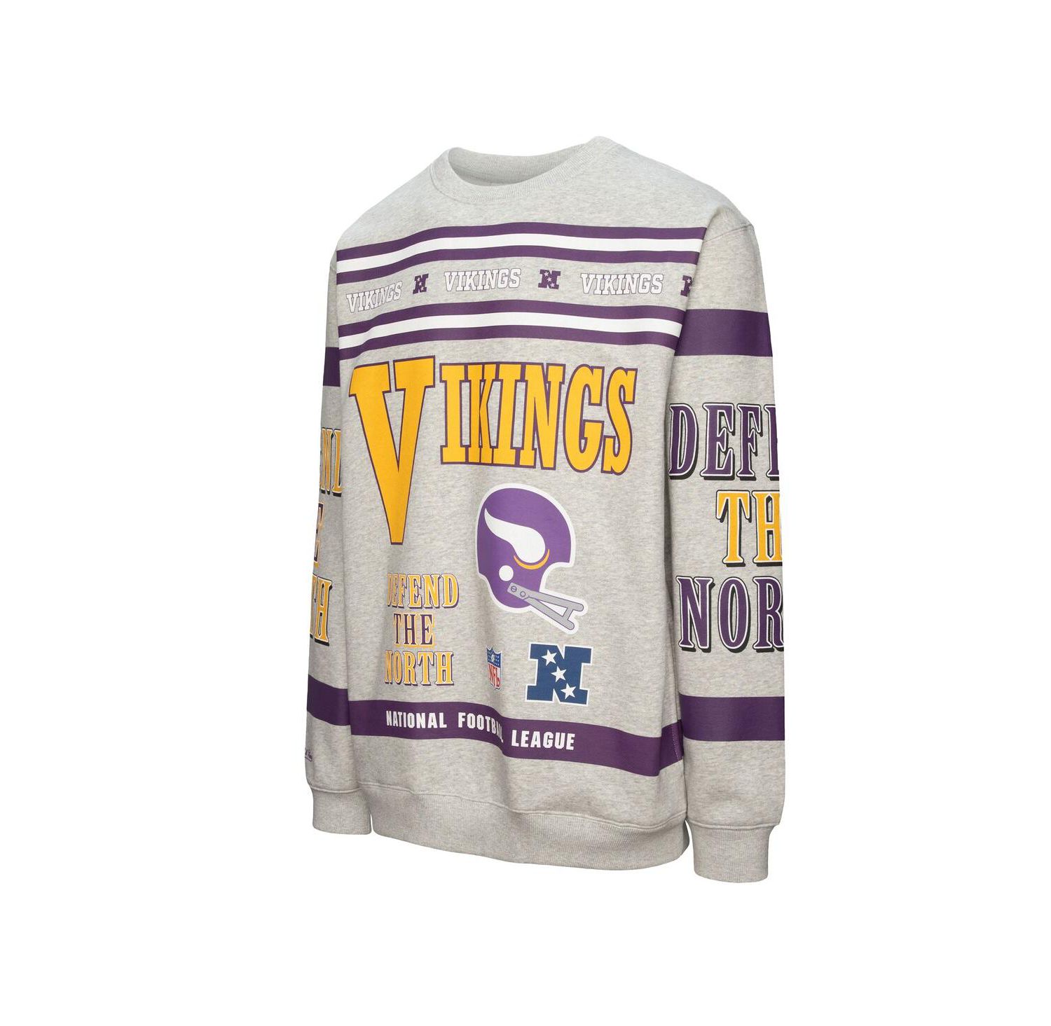 Men's Heather Gray Minnesota Vikings All Over Print Fleece Crewneck Sweatshirt