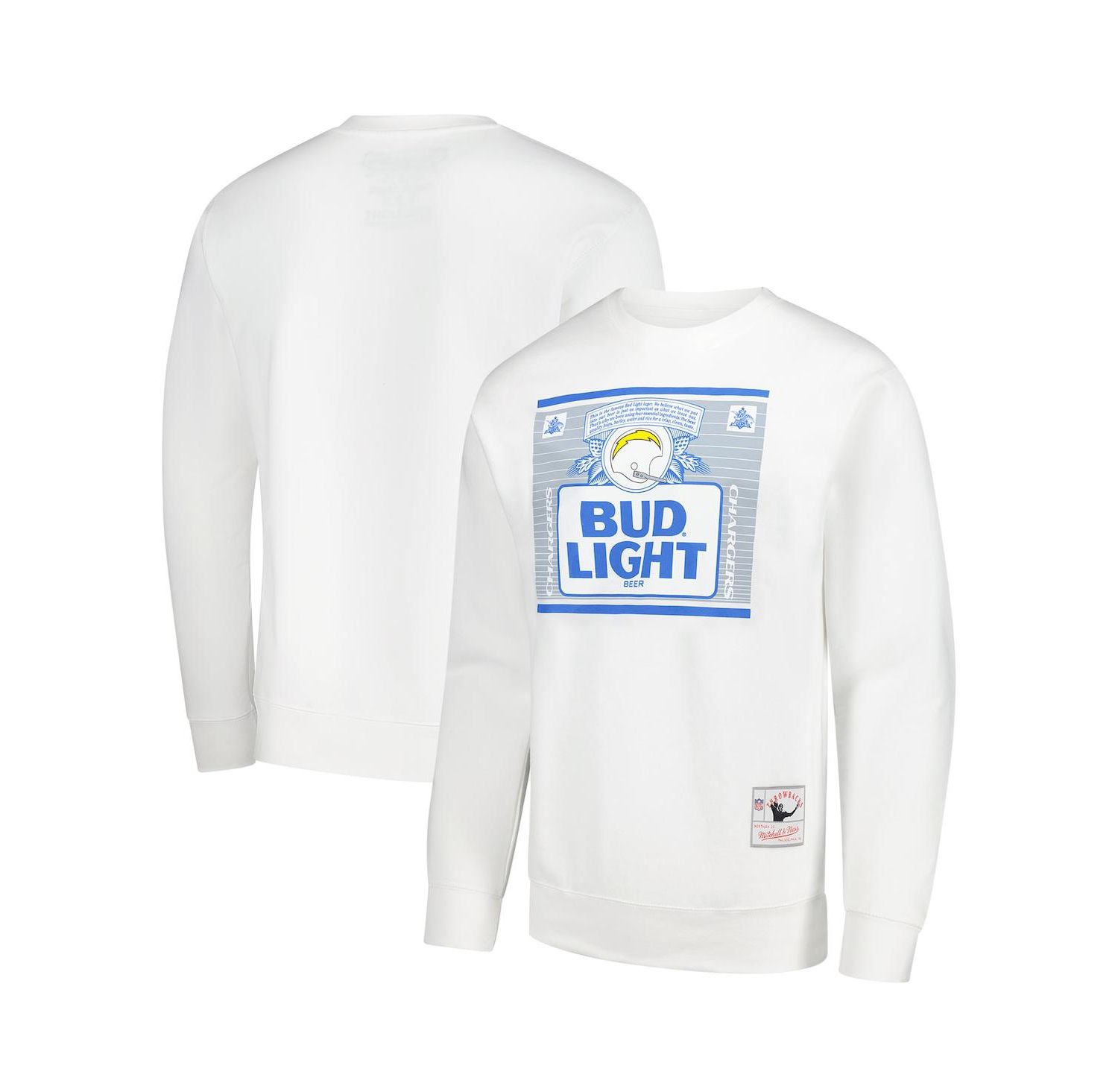 Men's x Bud Light White Los Angeles Chargers the Crest Pullover Sweatshirt