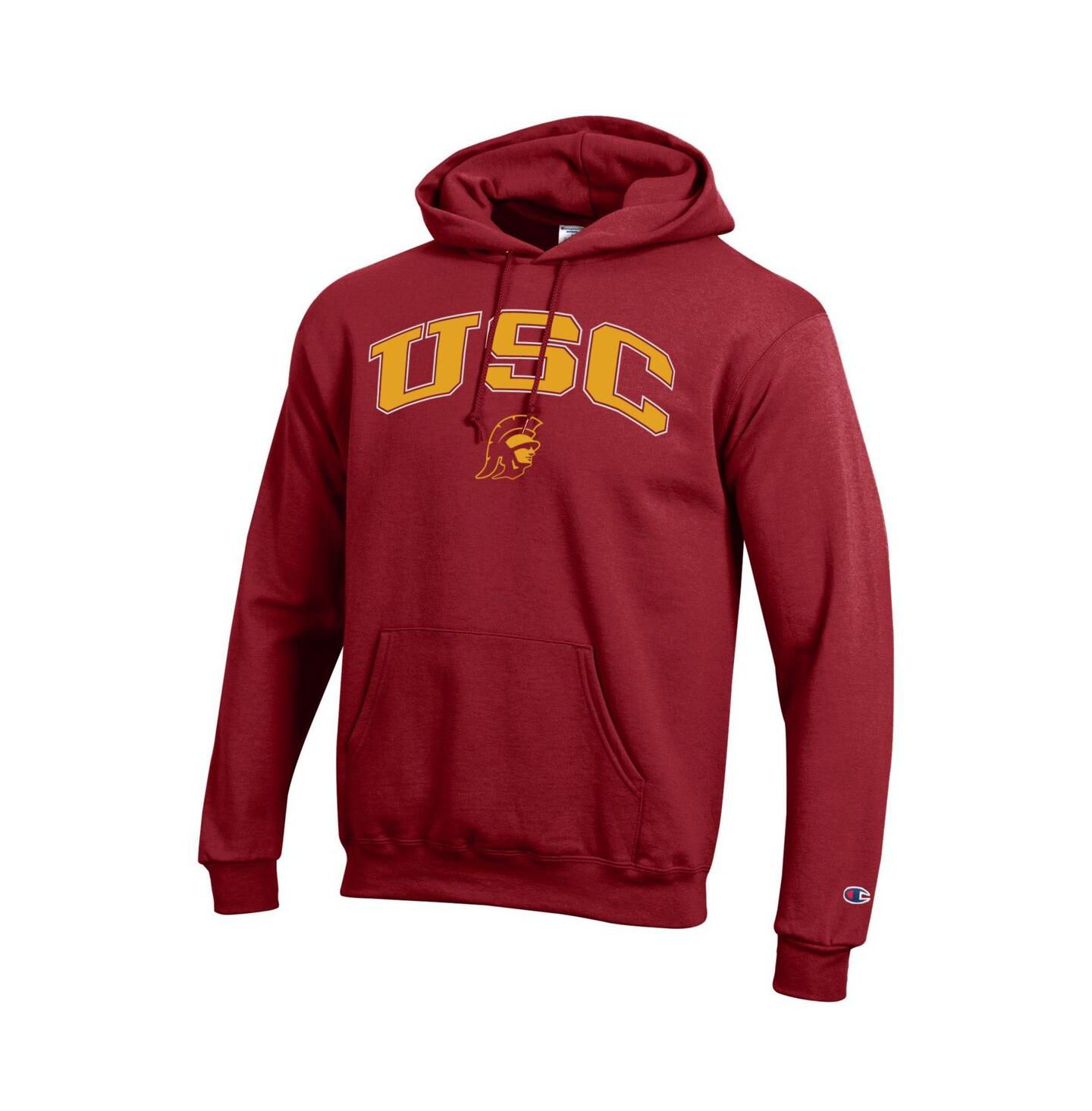 Мужское худи Champion Crimson USC Trojans Arched Logo Fleece Pullover, цвет: Чёрный — фото 4