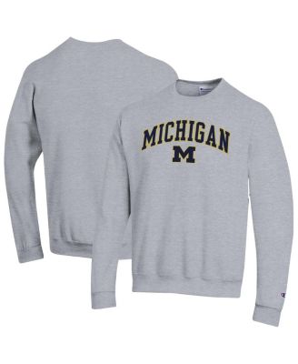Champion - Men's Heather Gray Michigan Wolverines Arch Over Logo Pullover Sweatshirt