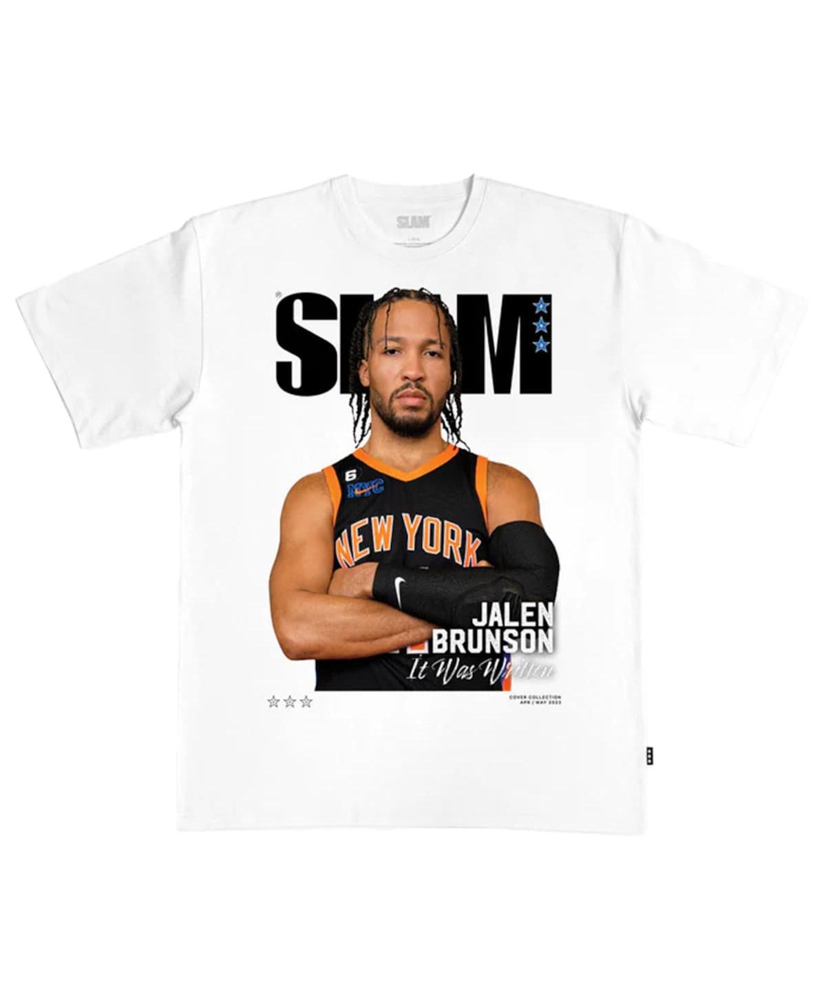 Slam Men's Jalen Brunson White New York Knicks Cover T-shirt In White