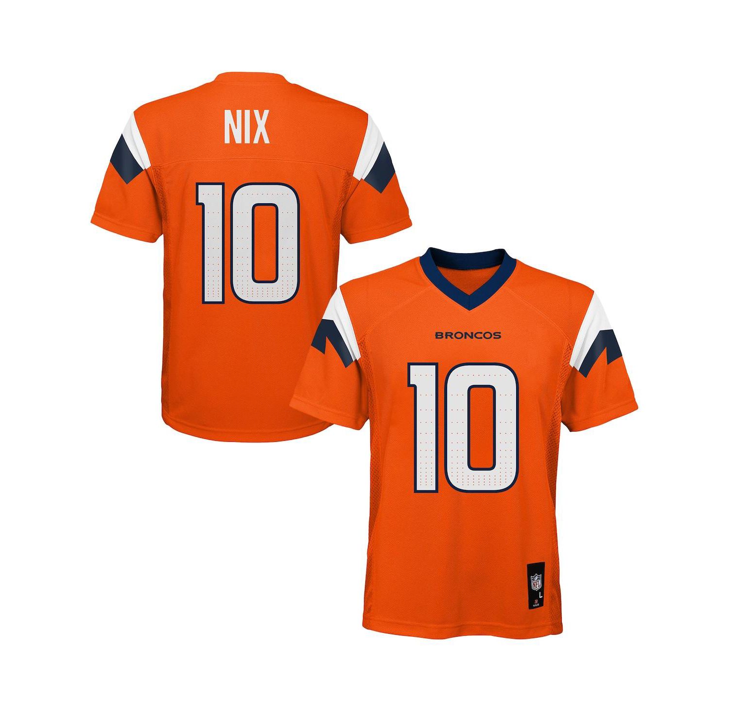 Big Boys and Girls Bo Nix Orange Denver Broncos Replica Player Jersey