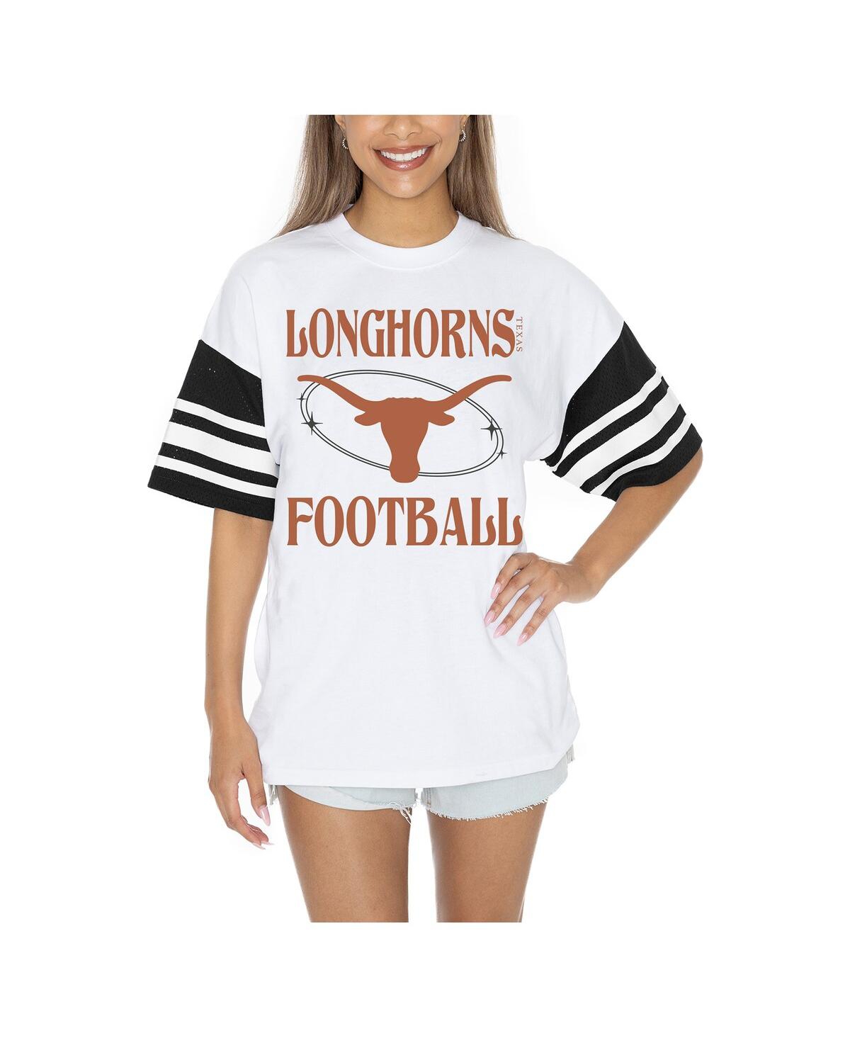 Gameday Couture Women's White Texas Longhorns Starting Lineup Contrast Sporty Heritage Oversized T-shirt In White