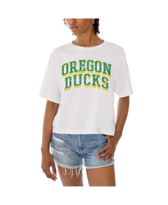 Women's White Oregon Ducks Claim to Fame Boxy Cropped T-Shirt