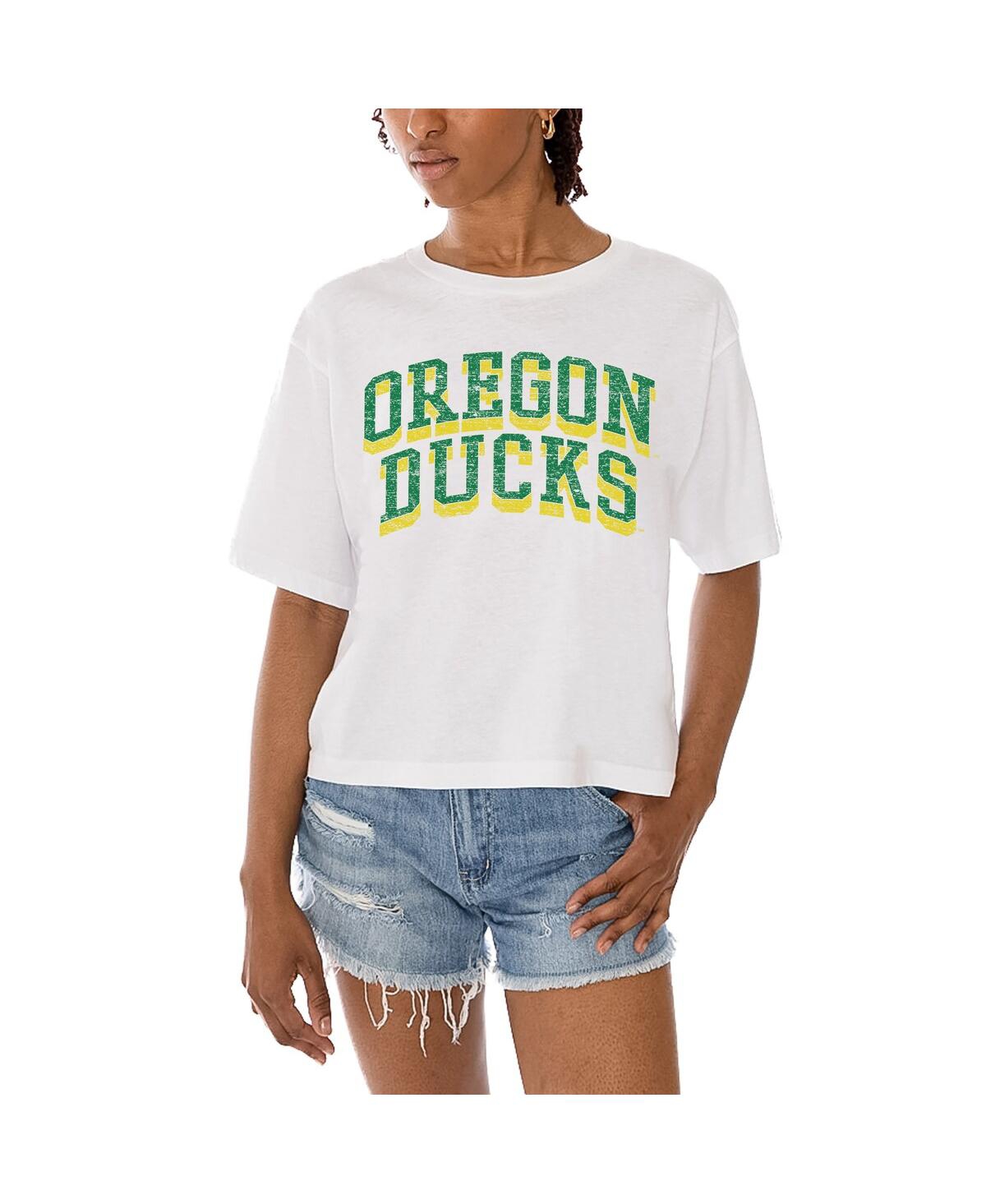 Gameday Couture Women's White Oregon Ducks Claim To Fame Boxy Cropped T-shirt In White