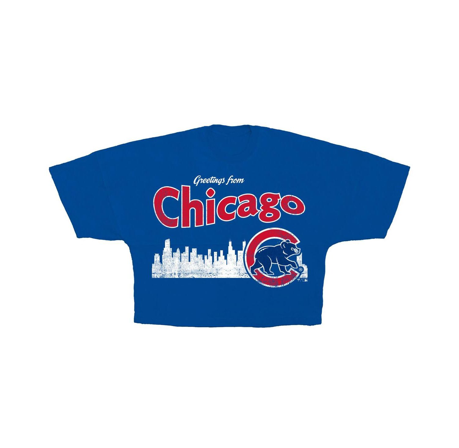 Women's Royal Chicago Cubs Skyline Cropped T-Shirt