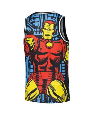 Big Boys and Girls Black Iron Man Big Print Mesh Fashion Jersey