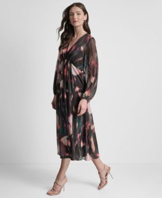 Women's Long Sleeve Empire Waist Midi Dress