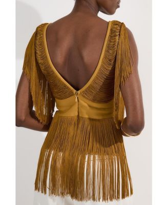 Women's Draped Fringe Knitted Top