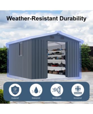 8x10 Metal Outdoor Storage Shed - Dark Grey