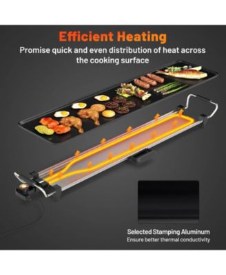 35" Extra Large Electric Griddle with 4-Level Thermostat Control and Removable Drip Tray