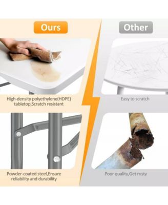 8ft Folding Table Fold-in-Half Long Party Table Collapsible Portable Table with Heavy-Duty Design