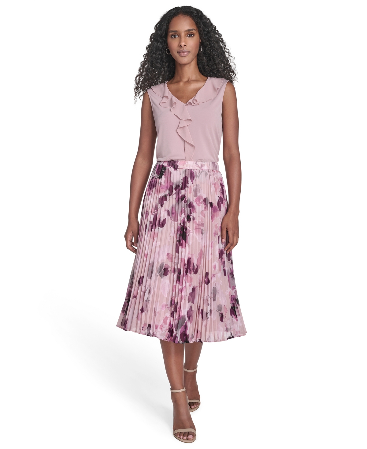 Calvin Klein Women's Printed Chiffon Midi Skirt In Multi