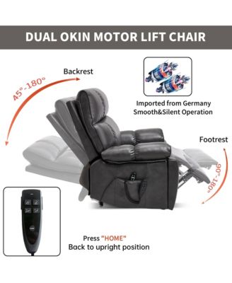 Massage Dual Motor Infinite Position Recliners Electric Lift Chair with Cup Holders and Power-Remote