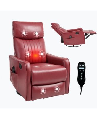 Heat Massage Manual Recliner Chair with Rocker and Swivel in Fabric for Living Room