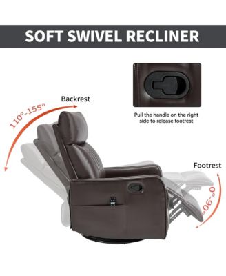 Heat Massage Manual Recliner Chair with Rocker and Swivel in Fabric for Living Room