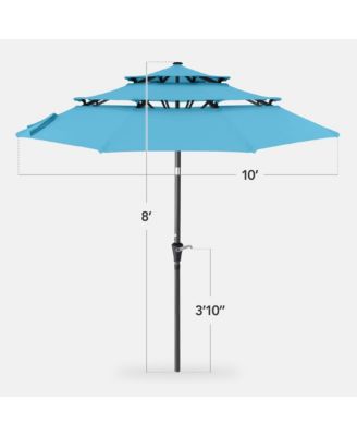 10ft 3-Tier Patio Umbrella, Market Sun Shade w/ Tilt Adjustment, Easy Crank