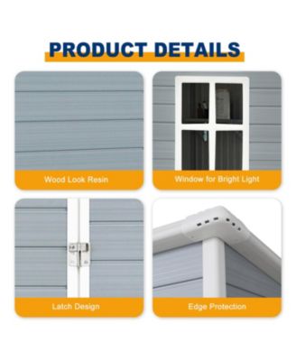 5x3 Resin Outdoor Storage Shed, Lockable Door, Grey