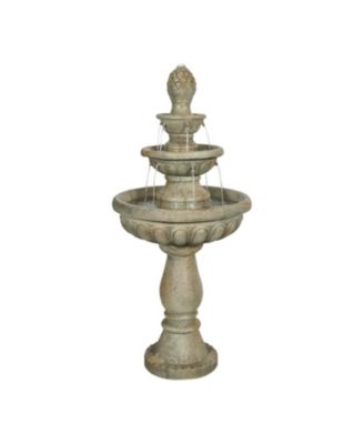 High 3-Tiers Modern Concrete Outdoor Water Fountain - Round Large Outdoor Fountains and Waterfalls for Garden