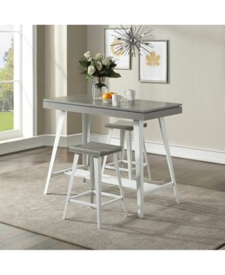 3-Pc. MDF, Wood & Metal Two-Tone Curved Seat Counter Height Dining Room Set