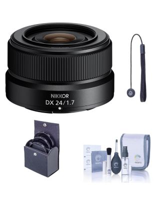 NIKKOR Z DX 24mm f/1.7 Lens, Bundle with 46mm Filter Kit, Cleaning Kit and Lens Cap Tether