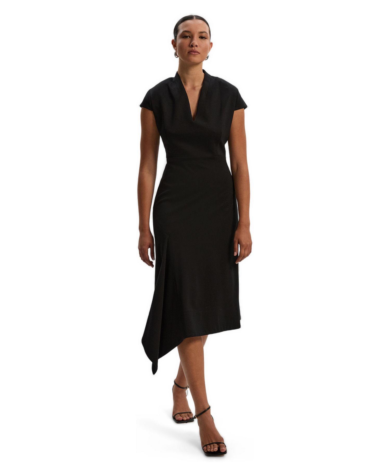 Women's Asymmetric Front Tailored Midi Dress