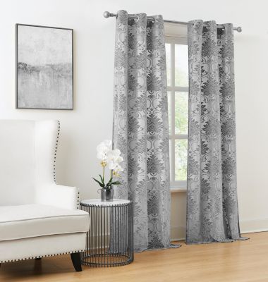Sophia Burn Out Grommet Window Curtain Panel Pair 2 Piece Window Curtain