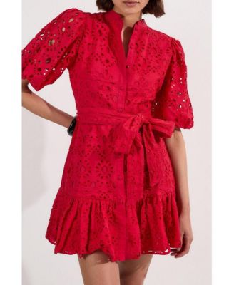 Women's Woven Tie Waist Mini Dress