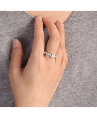 2CTW Round Solitaire Cubic Zirconia Promise Ring Sterling Silver Pave CZ Twist Infinity Band