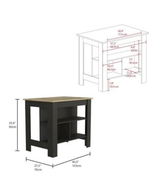 Cala Kitchen Island Black / Light Oak MDF