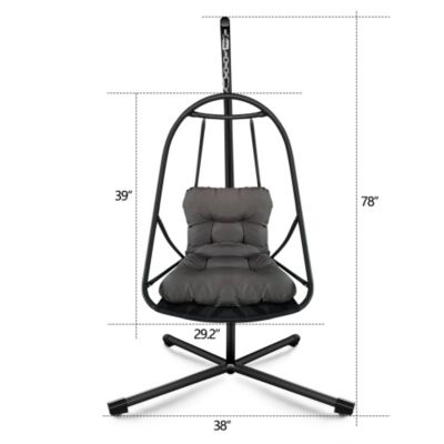 Swing Egg Chair with Stand Indoor Outdoor Wicker Rattan Patio Basket Hanging Chair Cushion