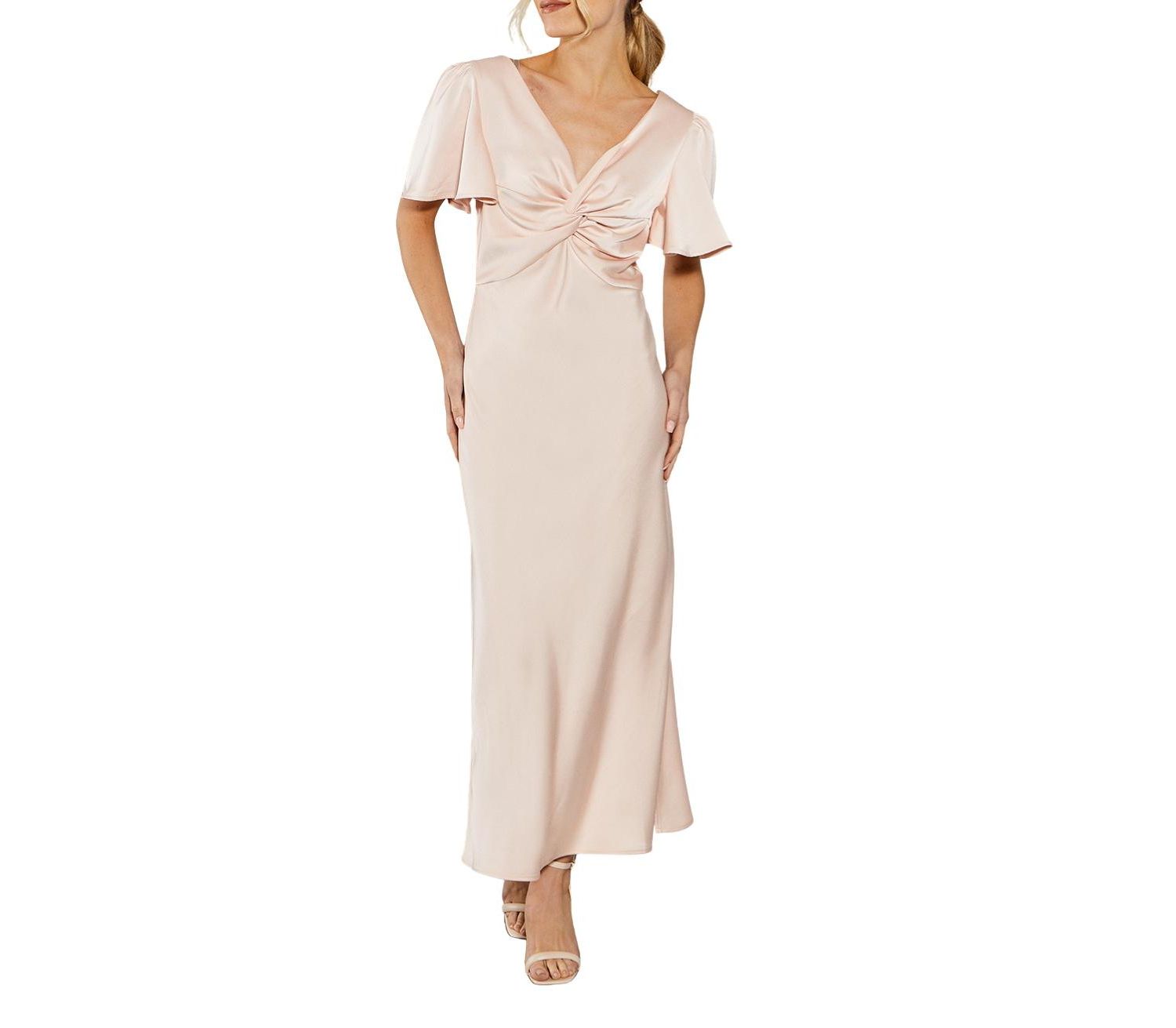 Women's Satin Midi Bridesmaid Dress
